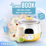  Combo Nồi Nấu Chậm 0.8L SUBE001 + Máy Xay Ăn Dặm 8 Lưỡi 0.3L CH-5H02D24 