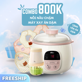  Combo Nồi Nấu Chậm 0.8L SUBE001 + Máy Xay Ăn Dặm 8 Lưỡi 0.3L CH-5H02D24 