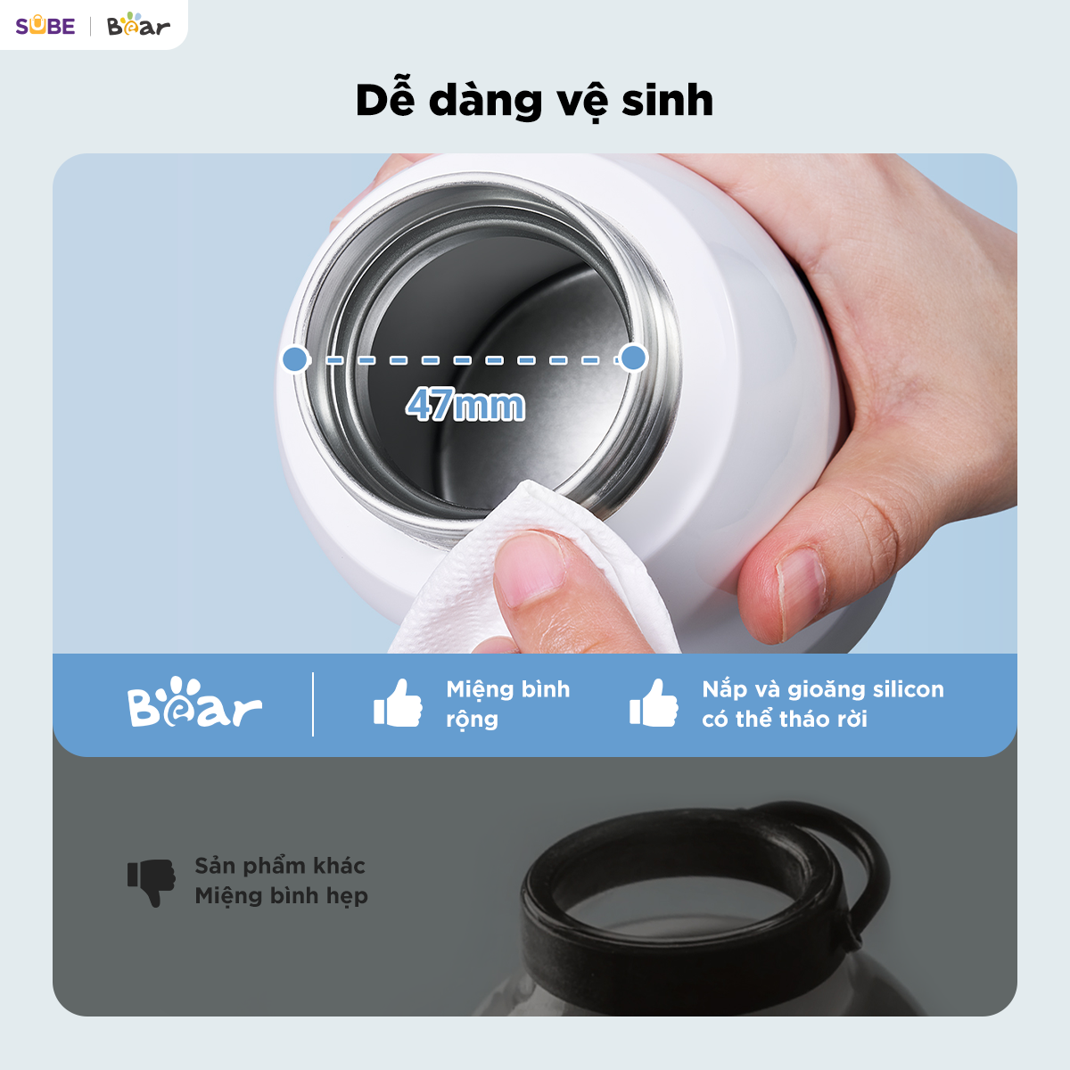  Bình Đun Và Hâm Nước Pha Sữa Di Động Mini Bear 500ml BKL-055EJ 