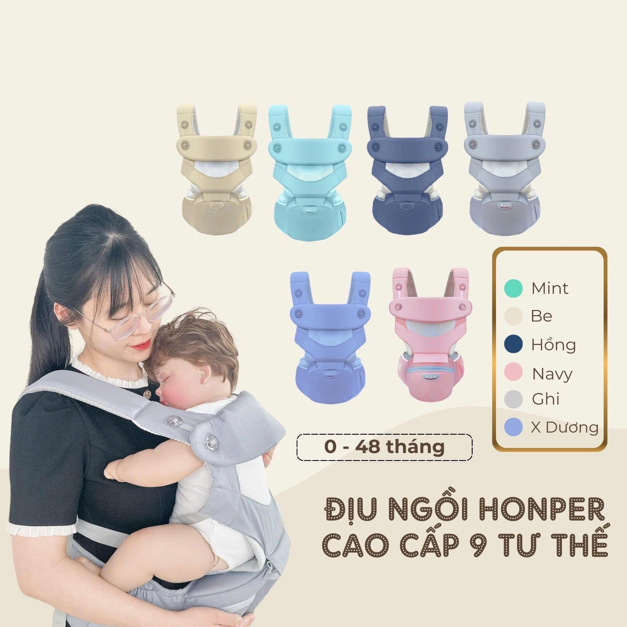  Địu Ngồi Honper Cao Cấp 9 Tư Thế HP611 