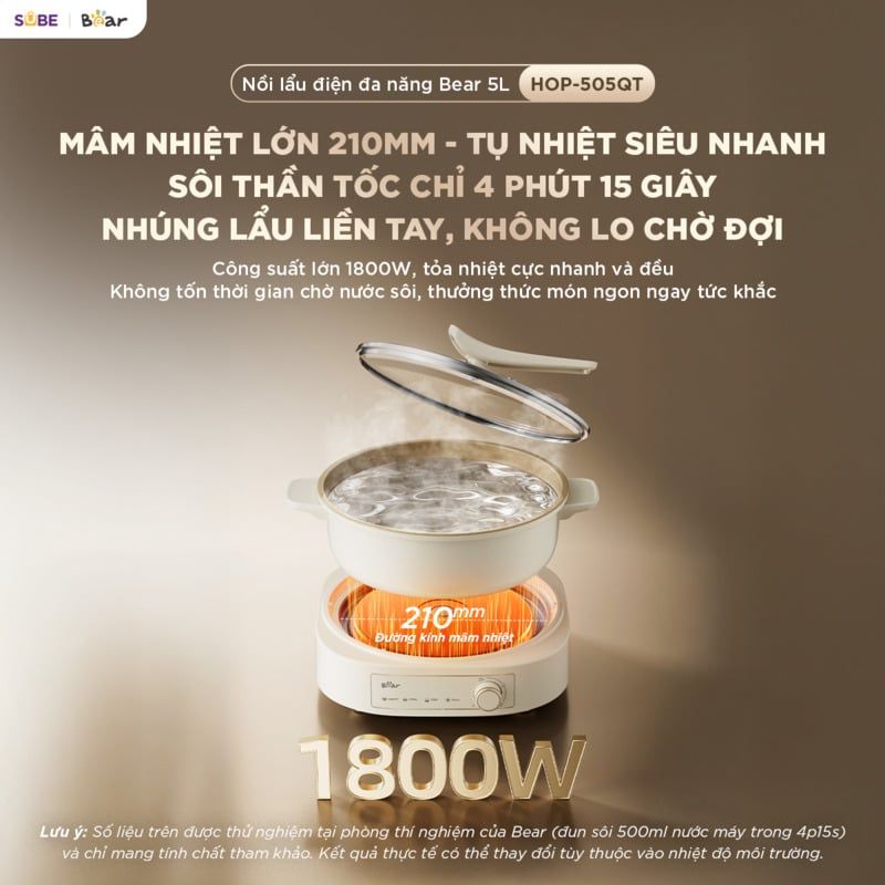  Nồi Lẩu Nướng Hấp Bear HOP-505QT 