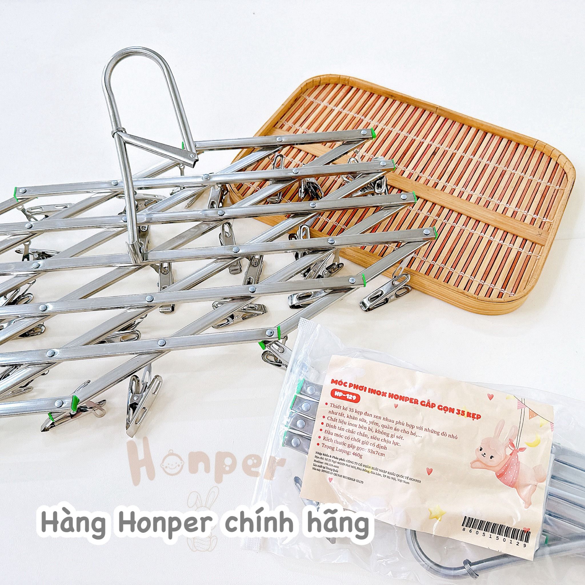  Móc Phơi Inox Honper Gấp Gọn 35 Kẹp HP129 