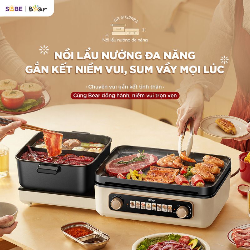  Nồi Lẩu Nướng Đa Năng Bear GR-5H22R83 