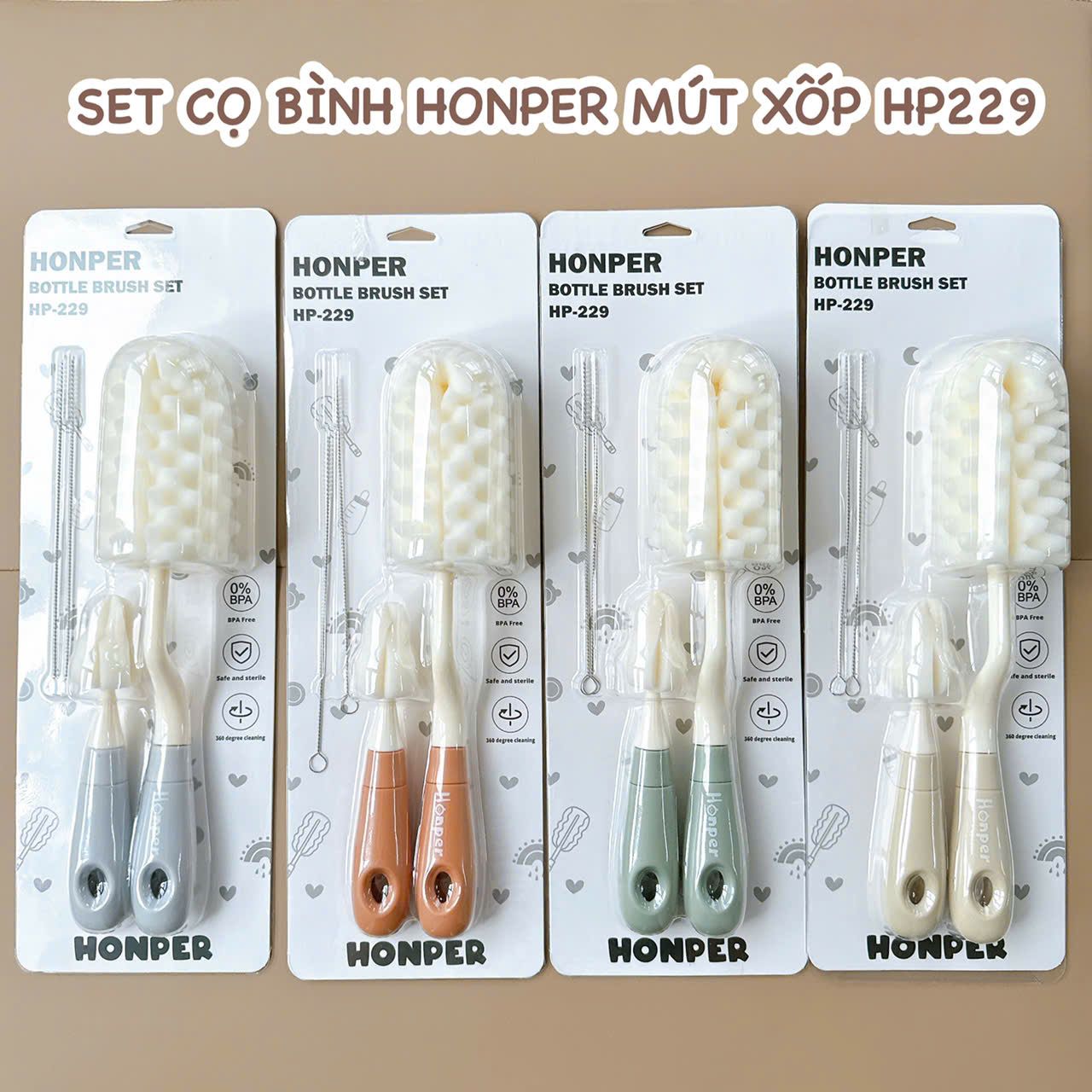  Set Cọ Bình Honper Mút Xốp HP229 