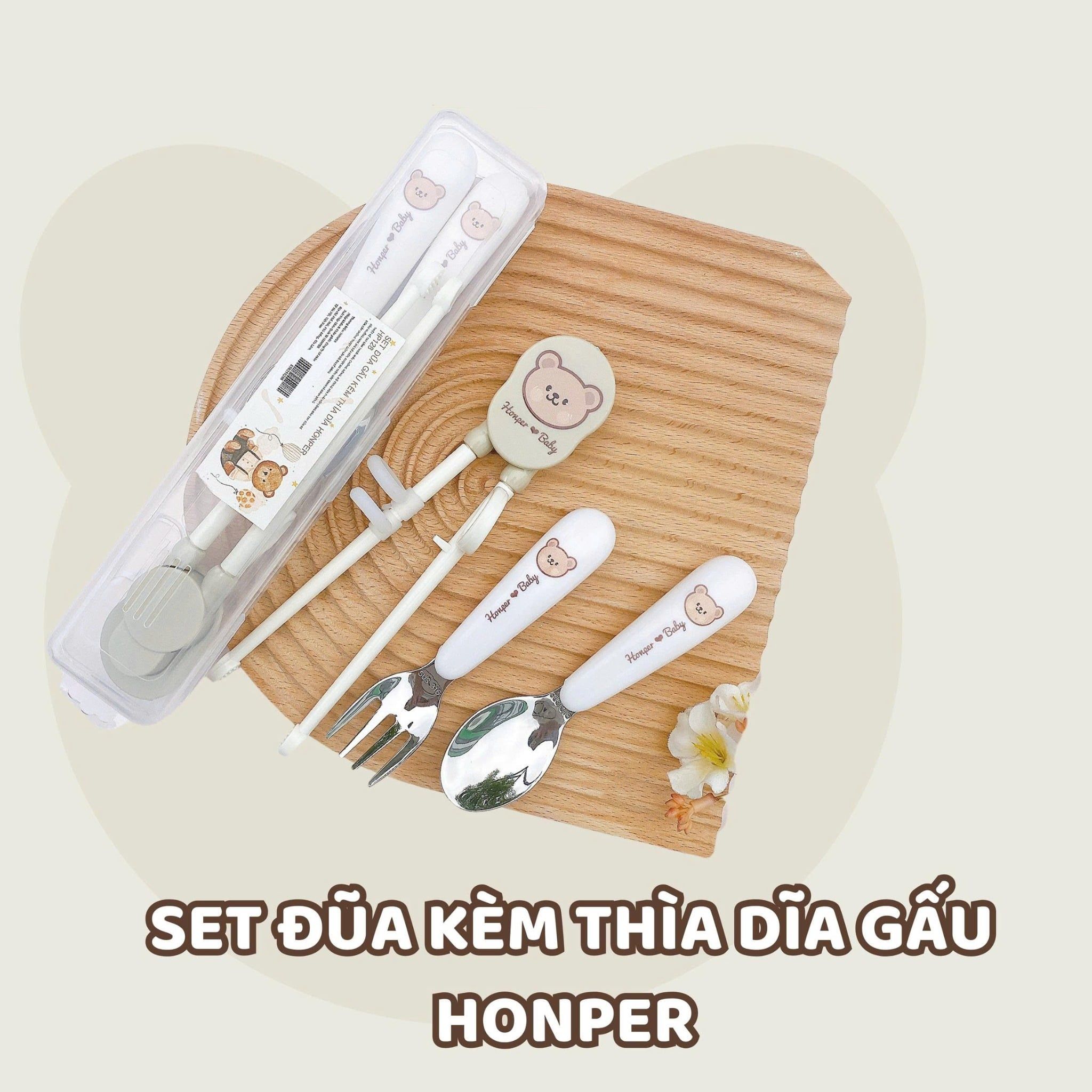  Set Đũa Gấu Kèm Thìa Dĩa Honper HP128 
