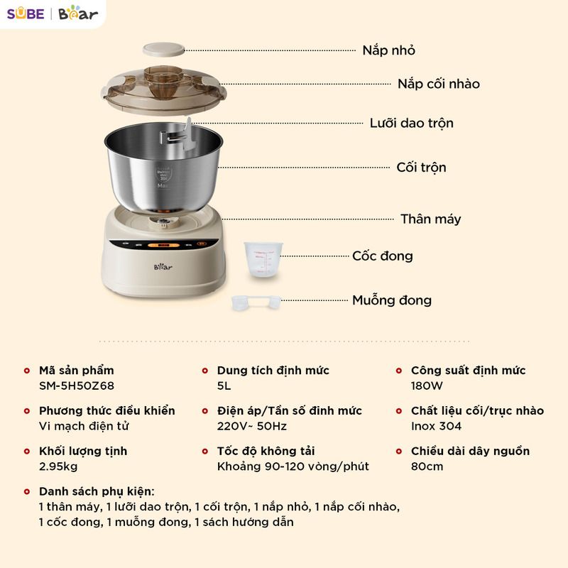  Máy Trộn Bột Bear 5L SM-5H50Z68 
