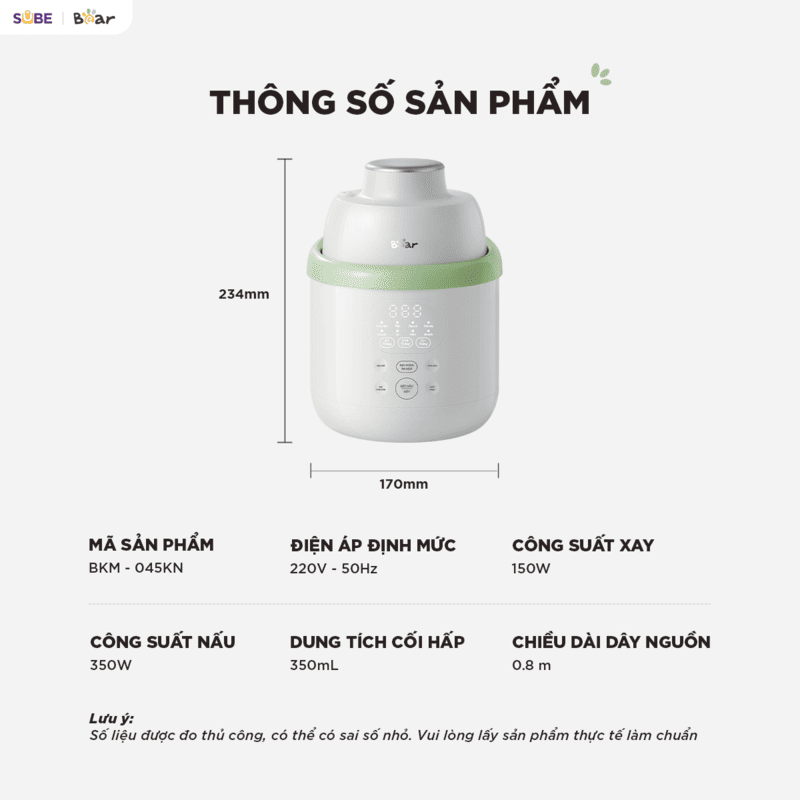  Máy Xay Nấu Thức Ăn Bear 350ml BFM-045KN 