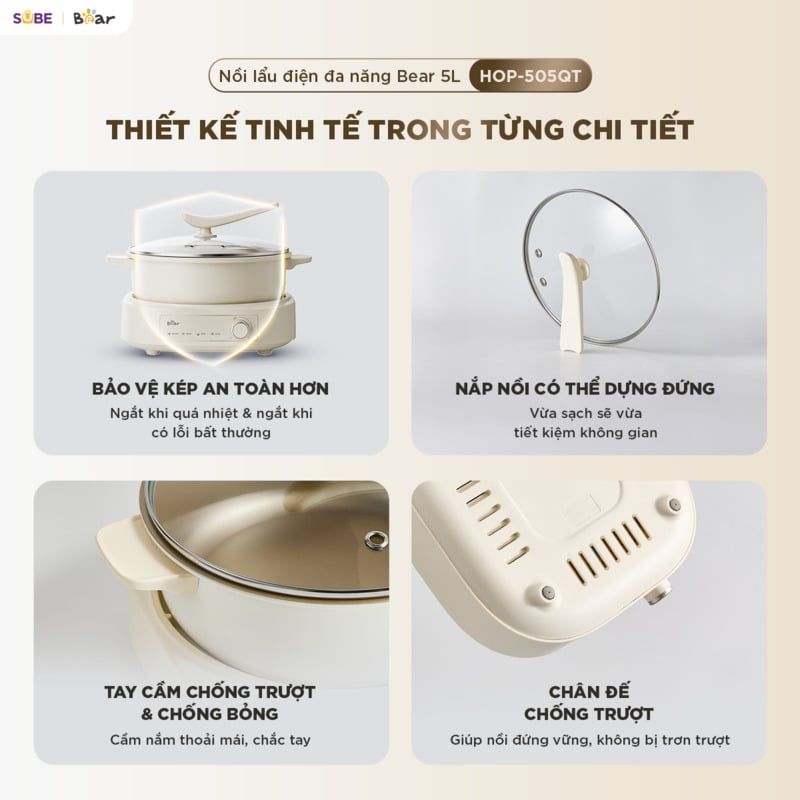  Nồi Lẩu Nướng Hấp Bear HOP-505QT 