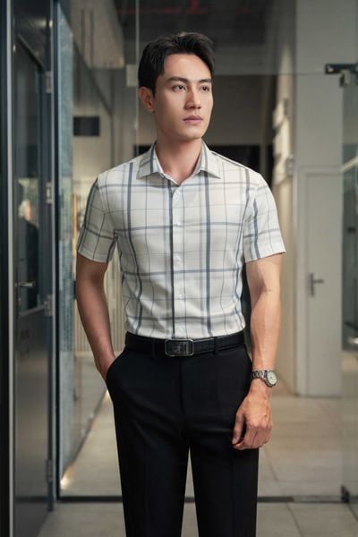  Sơ mi CT25 trắng kẻ ghi SNC037 (48-56) - 50 