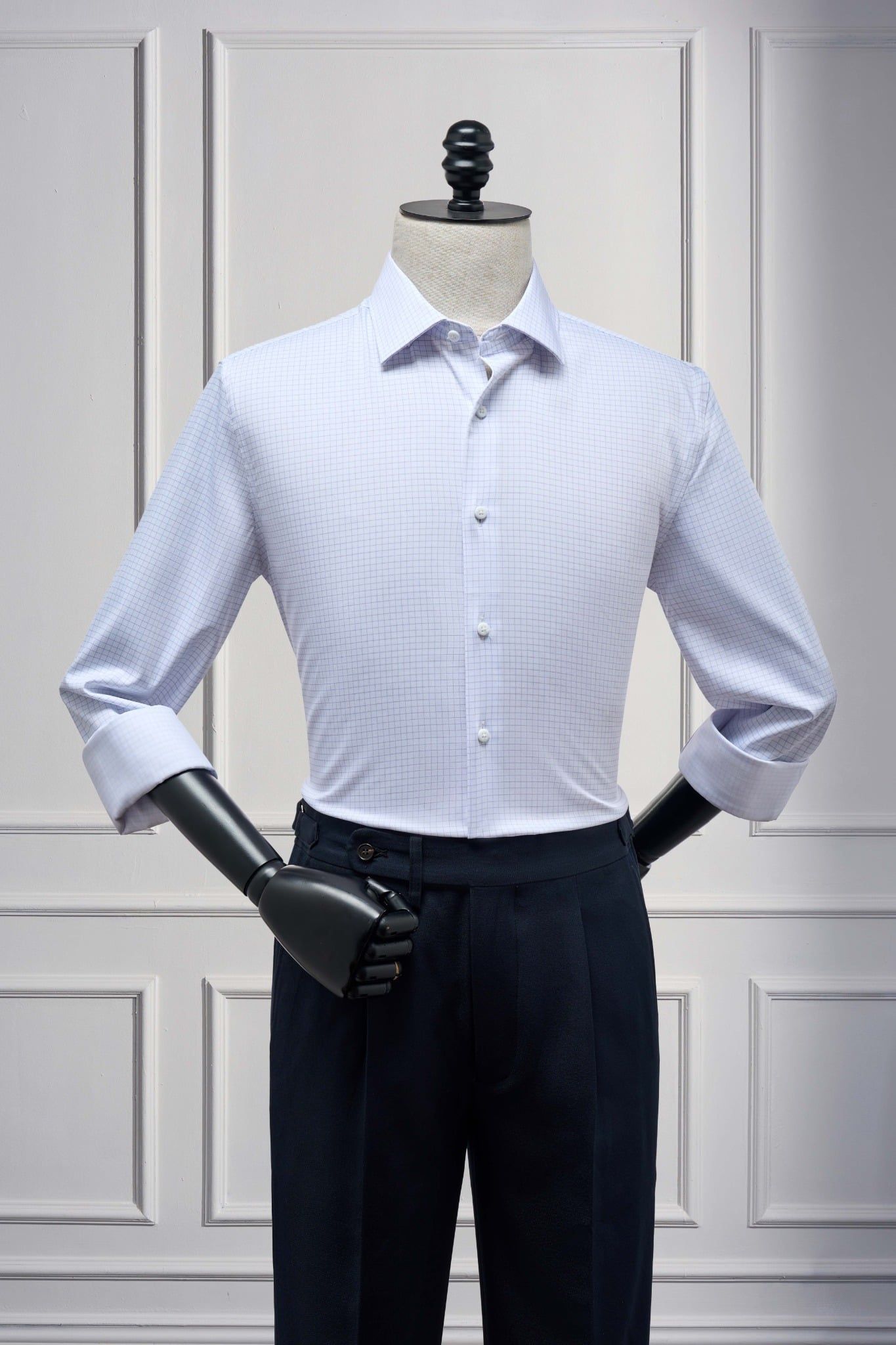 ÁO SƠ MI TAY DÀI / TRẮNG, KẺ SỌC Ô VUÔNG NHỎ - SMC200T