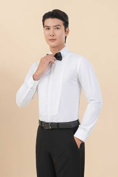 ÁO SƠ MI TRẮNG / XẾP LY GÂN NỔI, THE TUXEDO - MÀU TRẮNG TXXL8