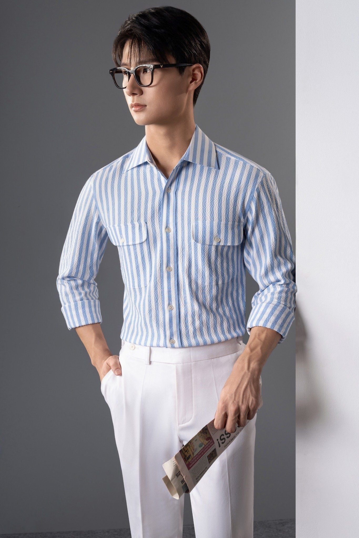 ÁO SƠ MI NAM DÀI TAY KẺ SỌC & CARO CAO CẤP - ADAM STORE SMC16X - ảnh 3