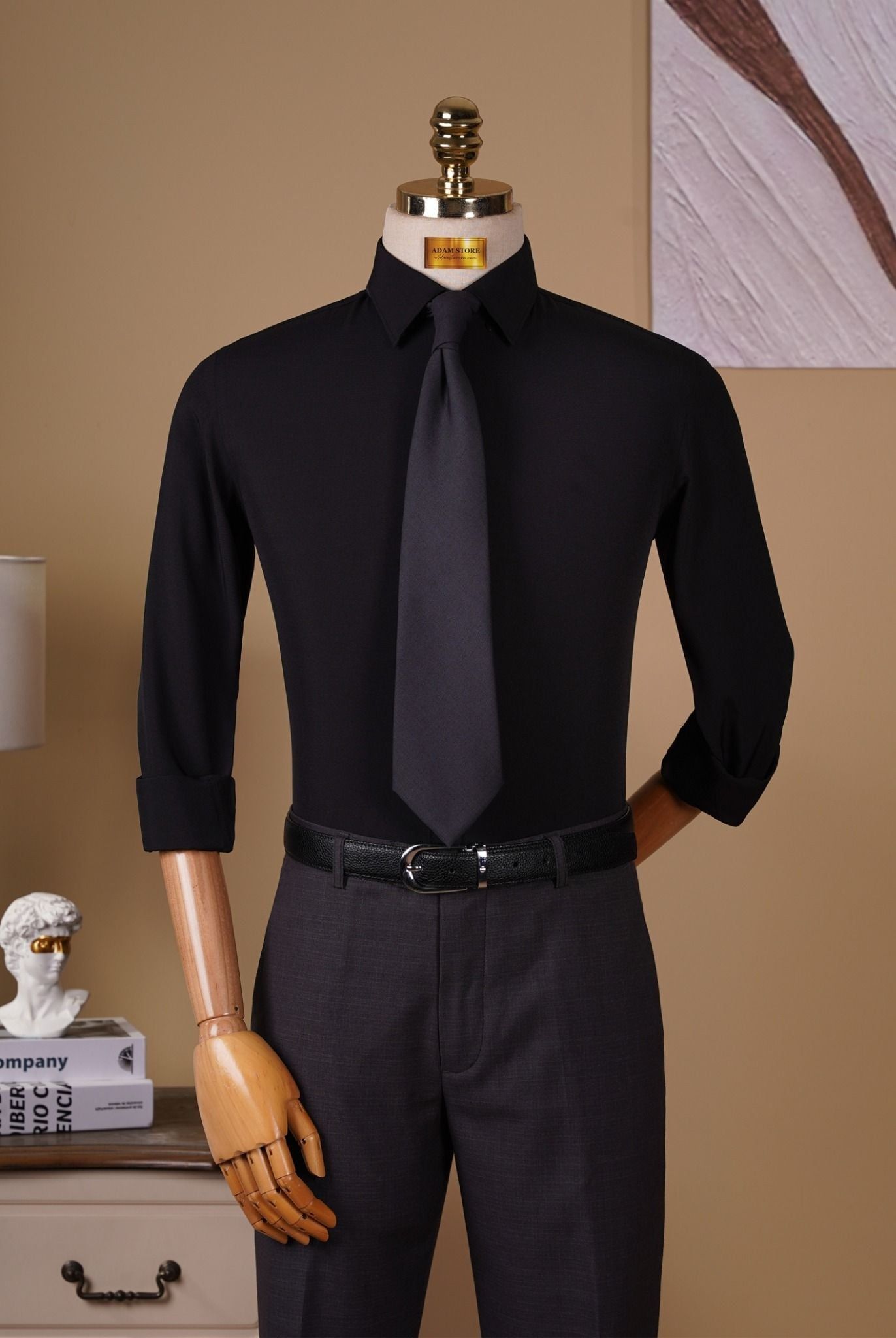  ÁO SƠ MI TAY DÀI BAMBOO / THE TUXEDO, MÀU ĐEN TRƠN - TXBB0748 