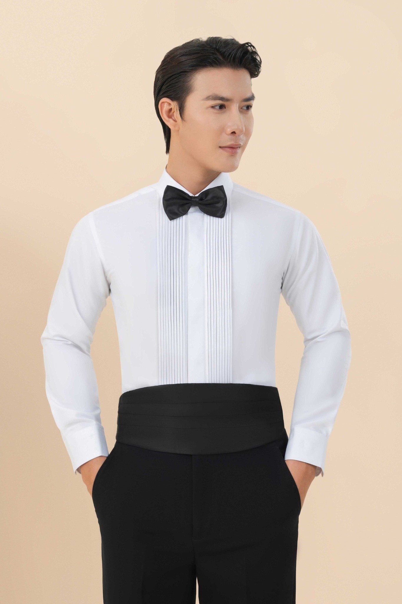 ÁO SƠ MI TAY DÀI / MÀU TRẮNG, XẾP LY DỌC - TXXL10