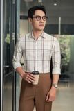 Sơ mi trắng kẻ nâu SMC185 (48-56) - 56 