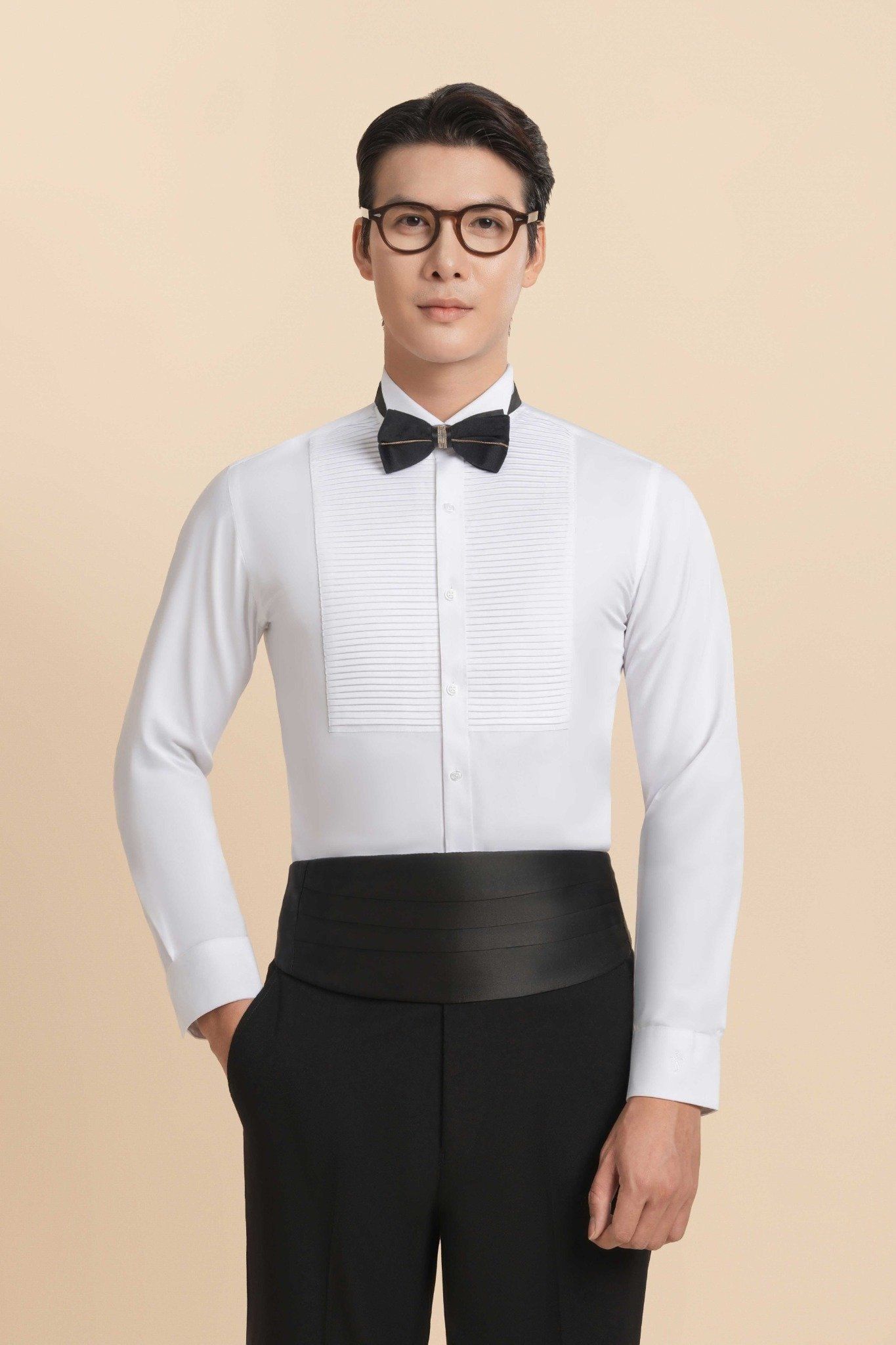 ÁO SƠ MI TAY DÀI / XẾP LY NGANG, THE TUXEDO - MÀU TRẮNG TXXL9