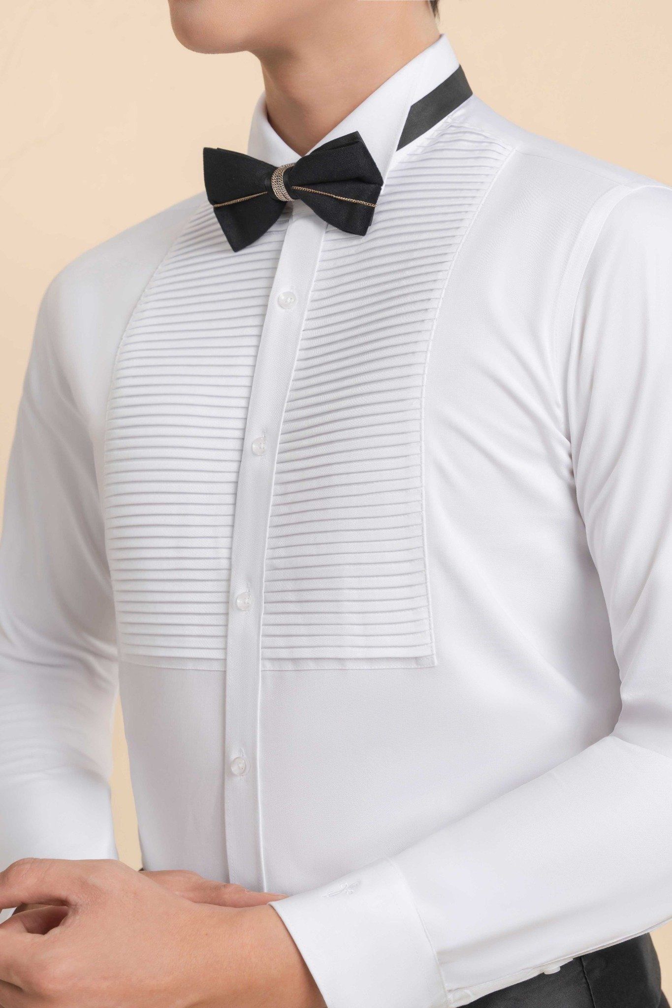 ÁO SƠ MI TAY DÀI / XẾP LY NGANG, THE TUXEDO - MÀU TRẮNG TXXL9