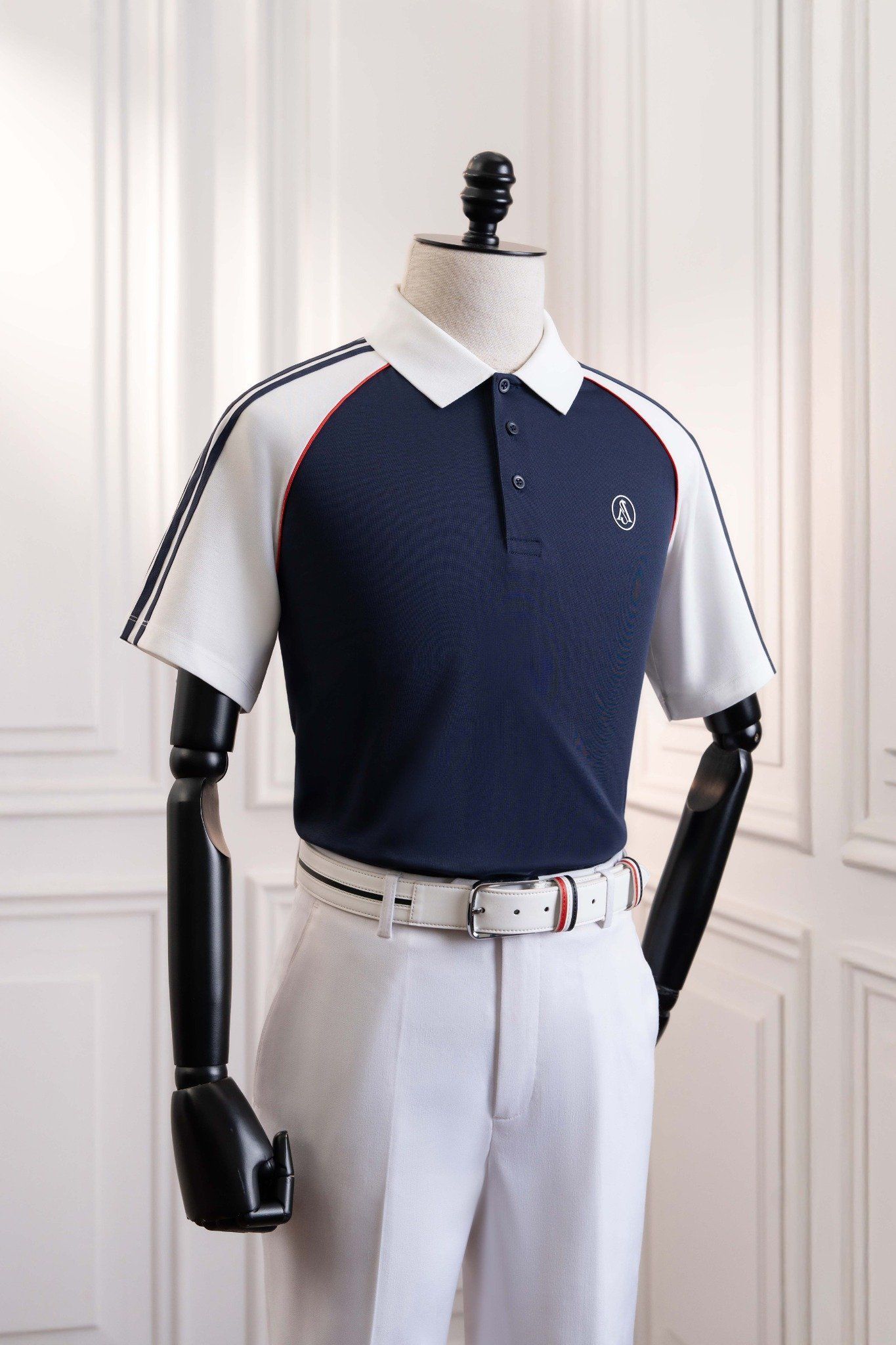  Áo polo xanh đáp tay vai trắng - AP246 - 48 