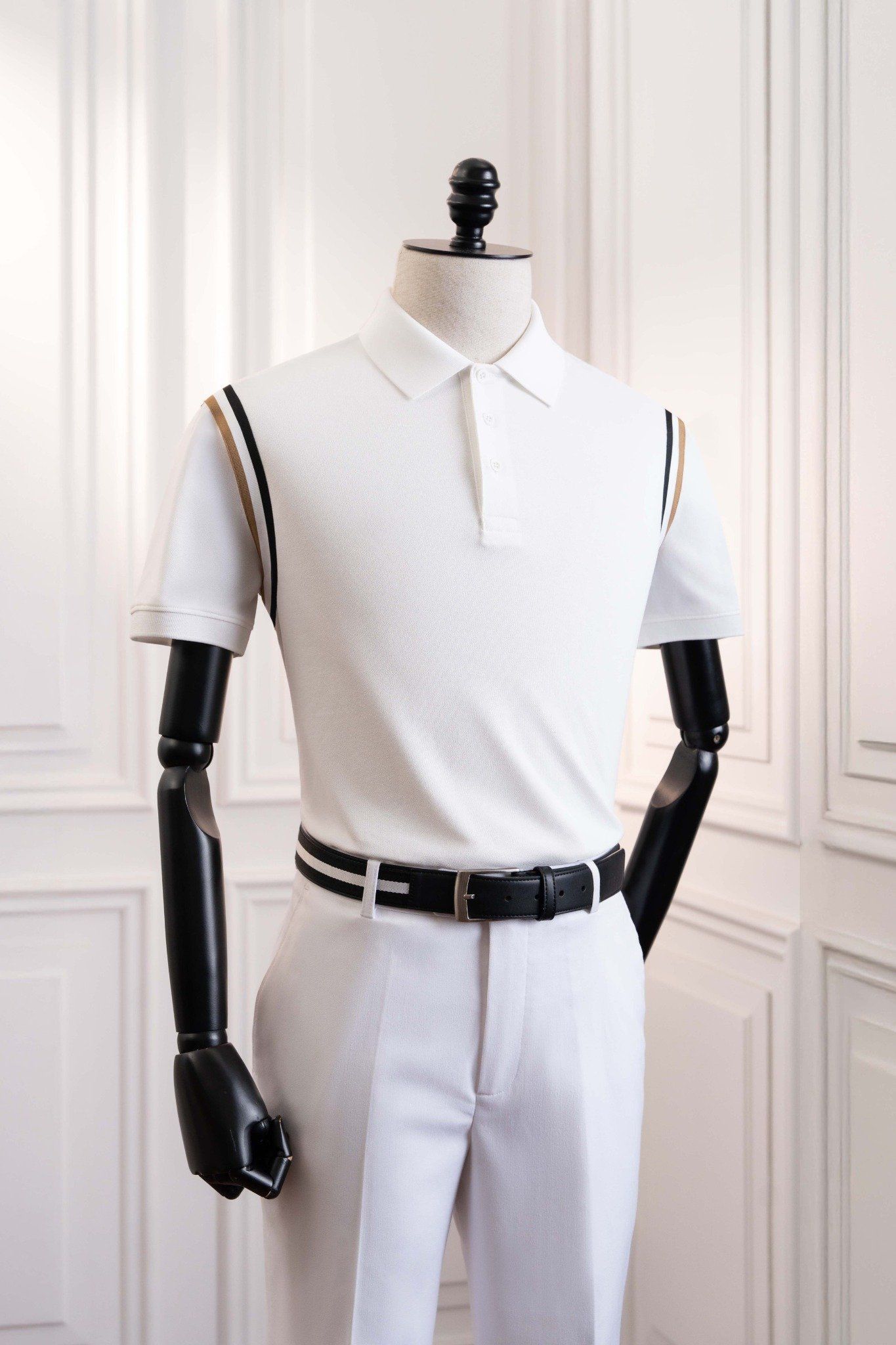  Áo polo trắng viền nâu đen - AP247 - 48 