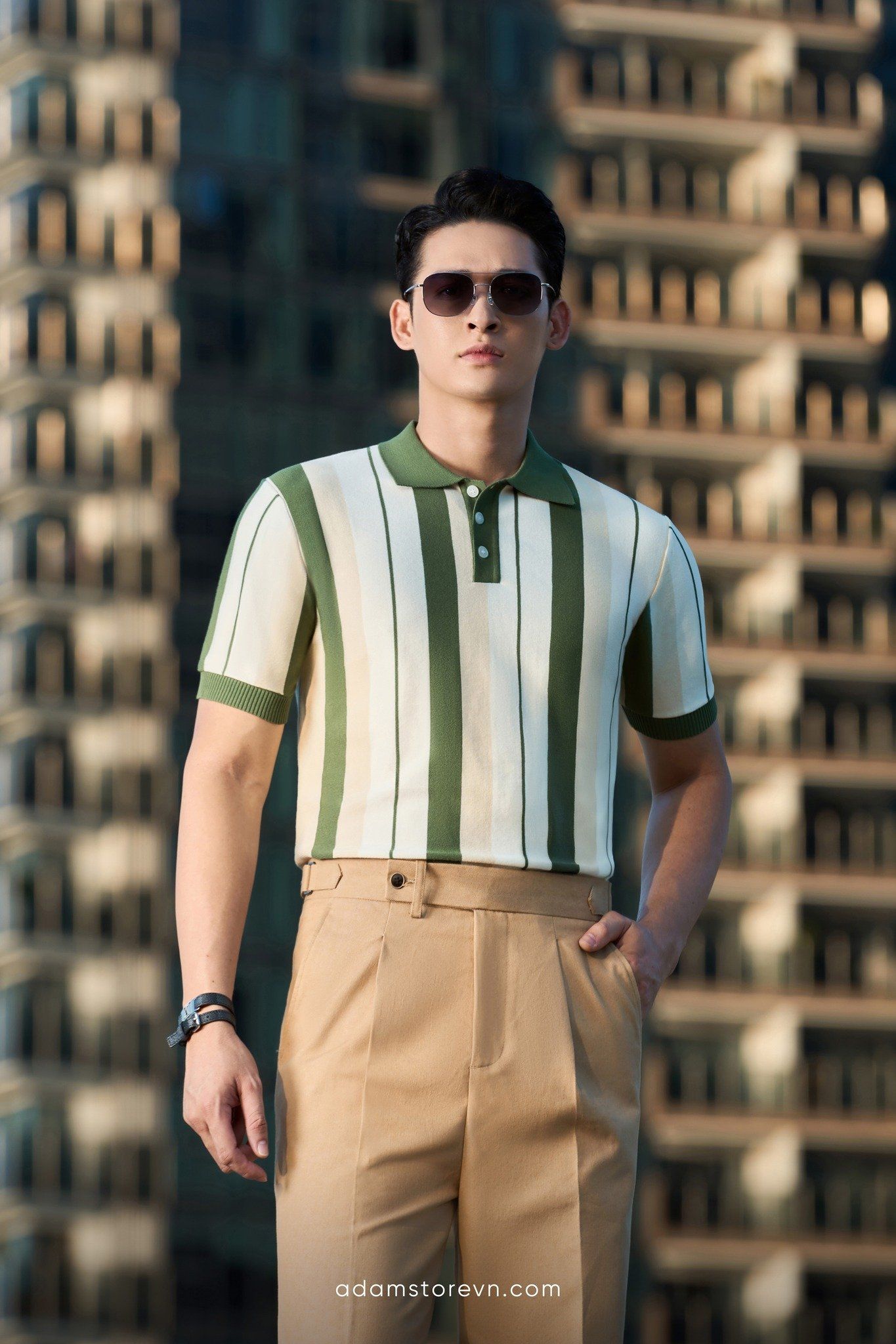  Áo mongtoghi xanh lá sọc AP286 