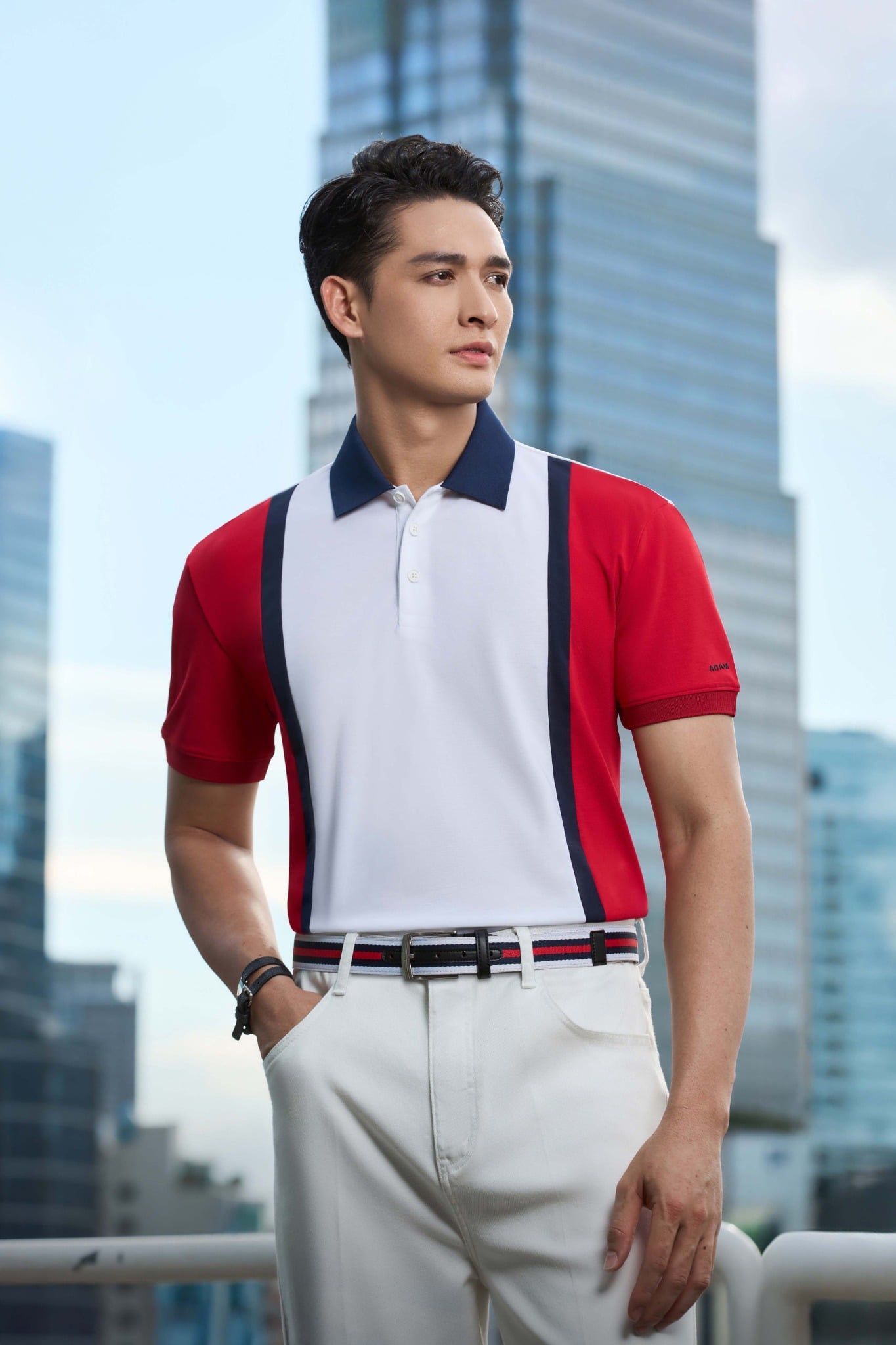 ÁO POLO / TRẮNG, ĐỎ, SỌC XANH - AP294