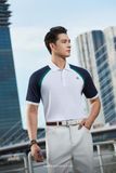  ÁO POLO TRẮNG / PHỐI TAY XANH - AP295 
