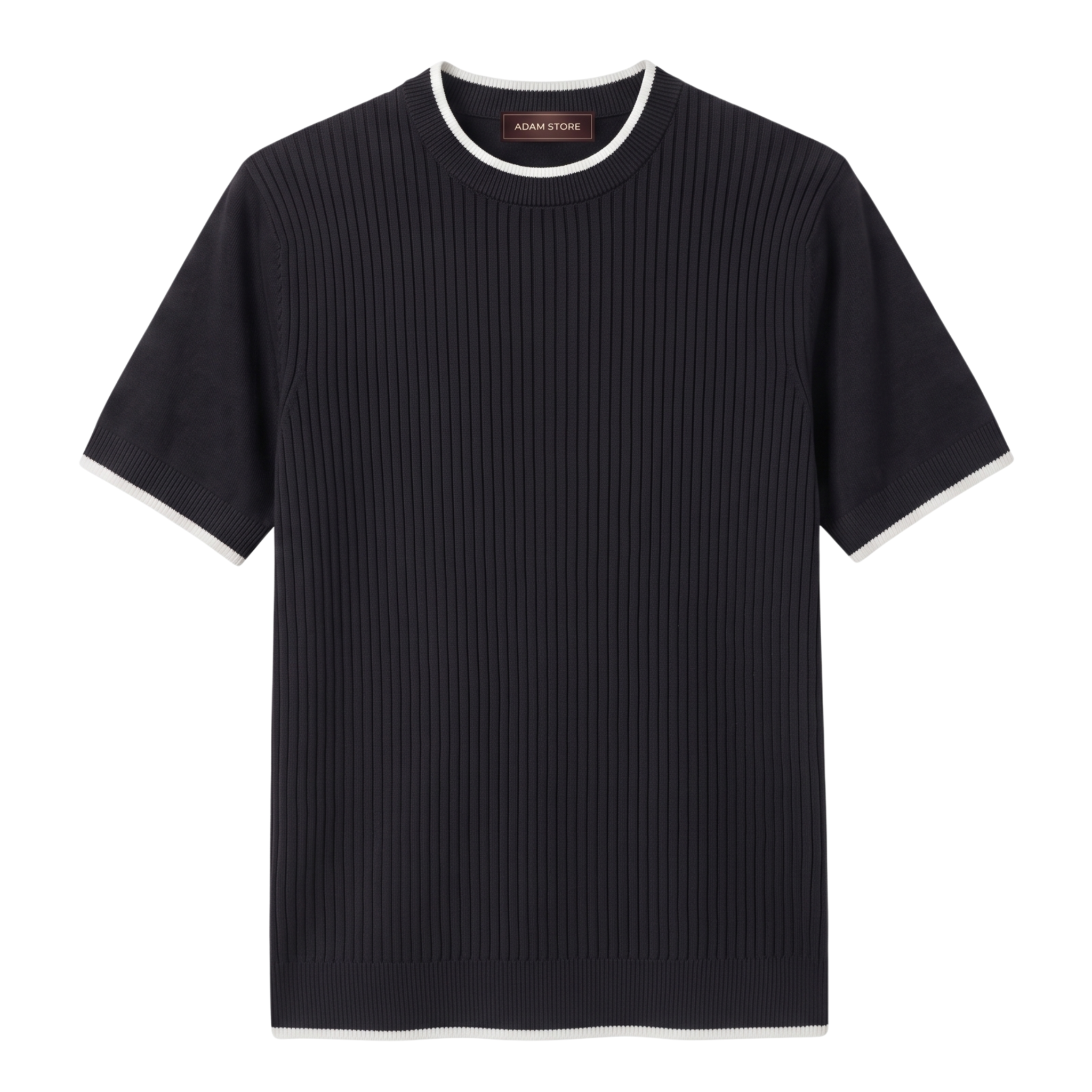 ÁO MONGTOGHI NAM MÀU ĐEN, CỔ TRÒN VIỀN TRẮNG - ADAM STORE AP414