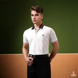  Áo polo trắng họa tiết cổ xanh kẻ - AP151T 