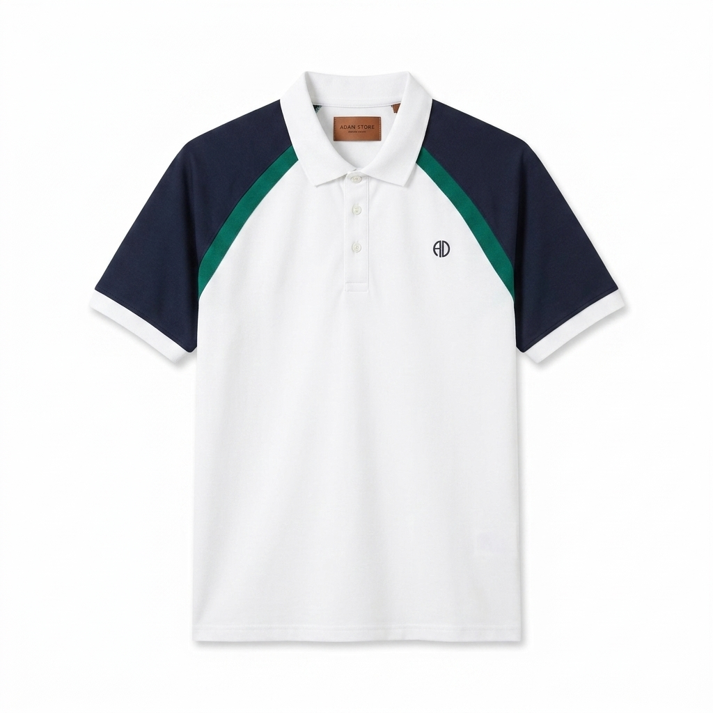 ÁO POLO TRẮNG / PHỐI TAY XANH - AP295
