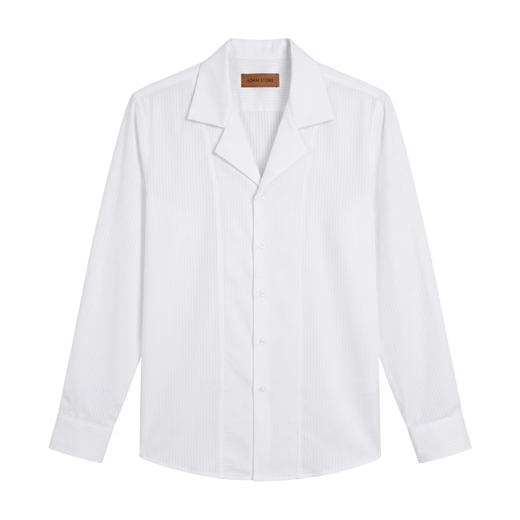 ÁO SƠ MI TAY DÀI HẠT GẠO / CỔ CUBA - MÀU TRẮNG SDTTK0047