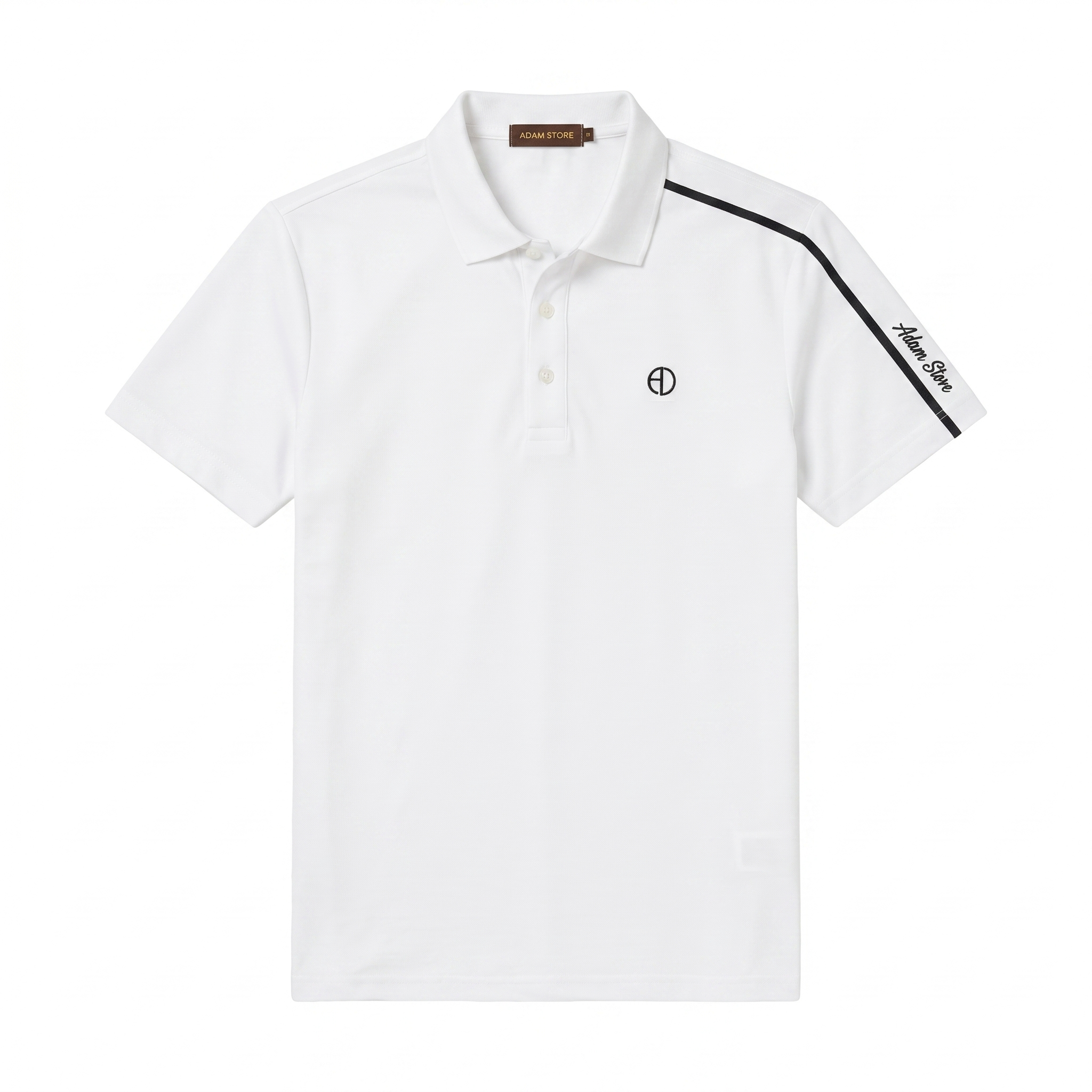 ÁO POLO TRẮNG, VIỀN TAY ÁO - AP443T