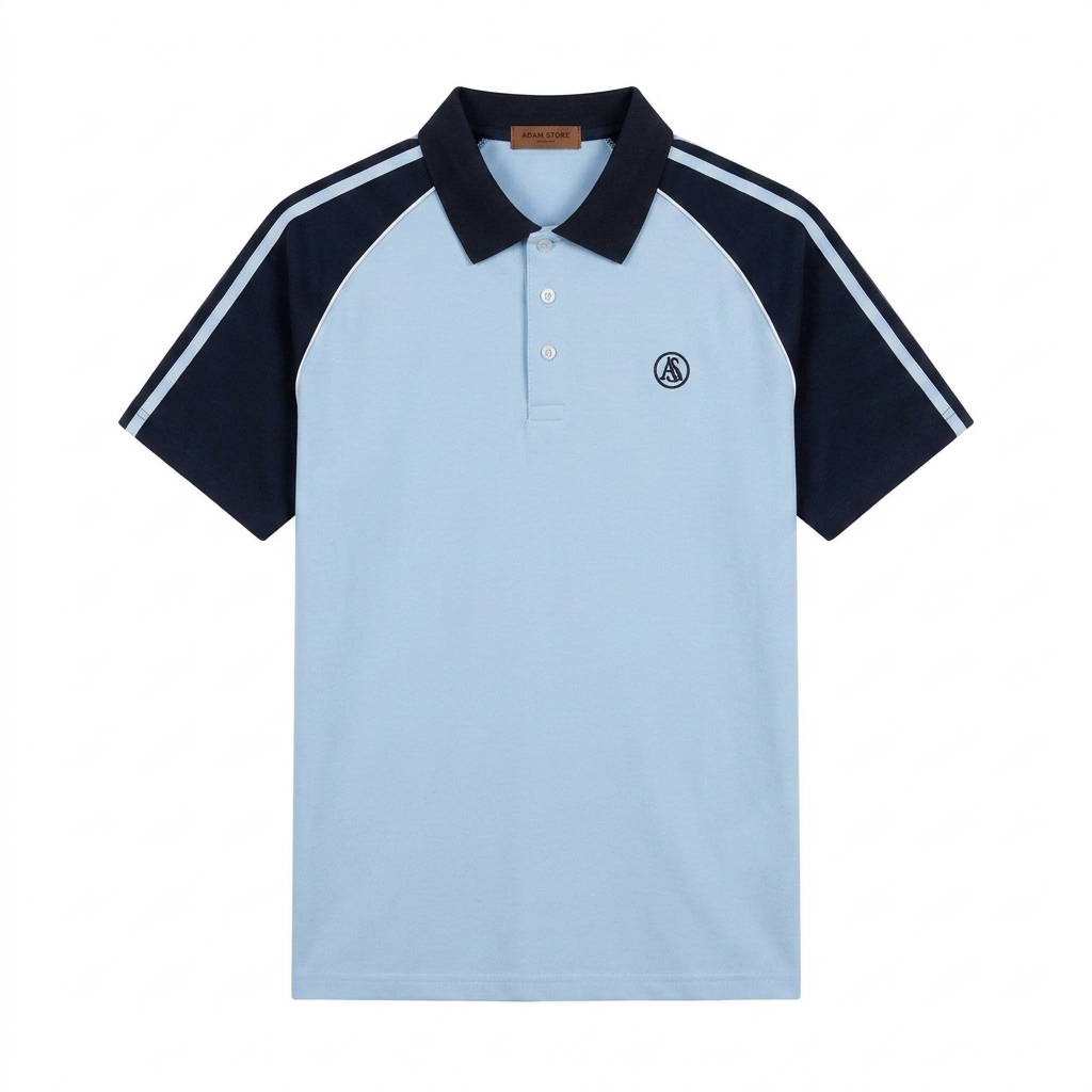 ÁO POLO XANH BIỂN ĐÁP VAI - AP245
