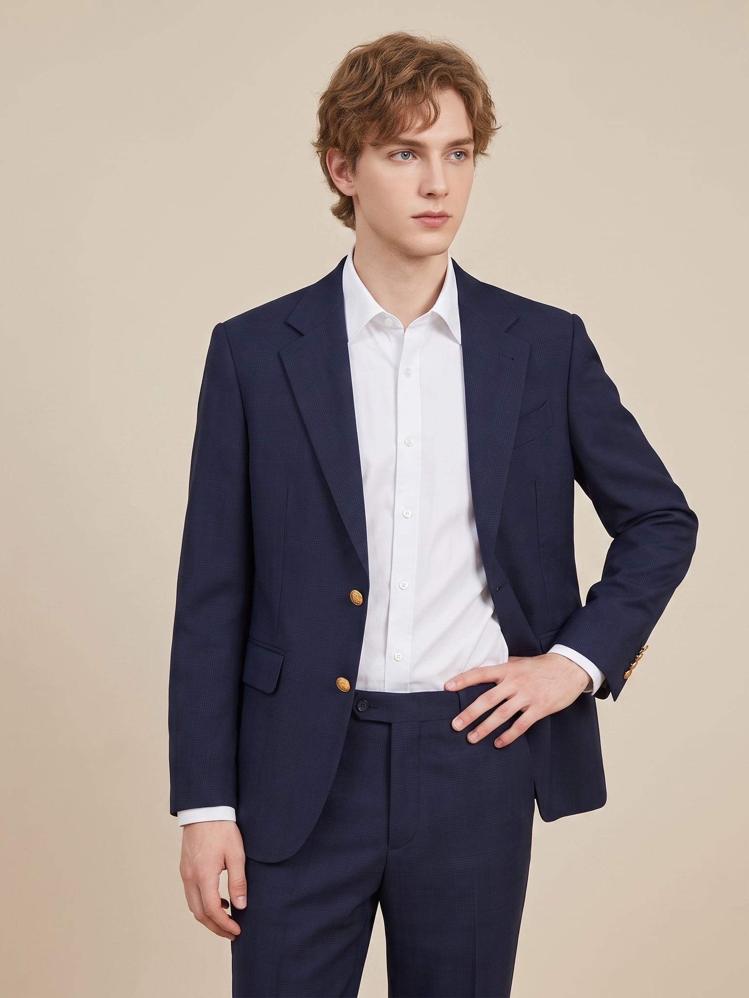 ÁO VEST XANH THAN, PHỐI HỌA TIẾT KẺ CHÌM - AVTN48