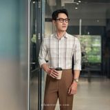  Sơ mi trắng kẻ nâu SMC185 (48-56) - 56 