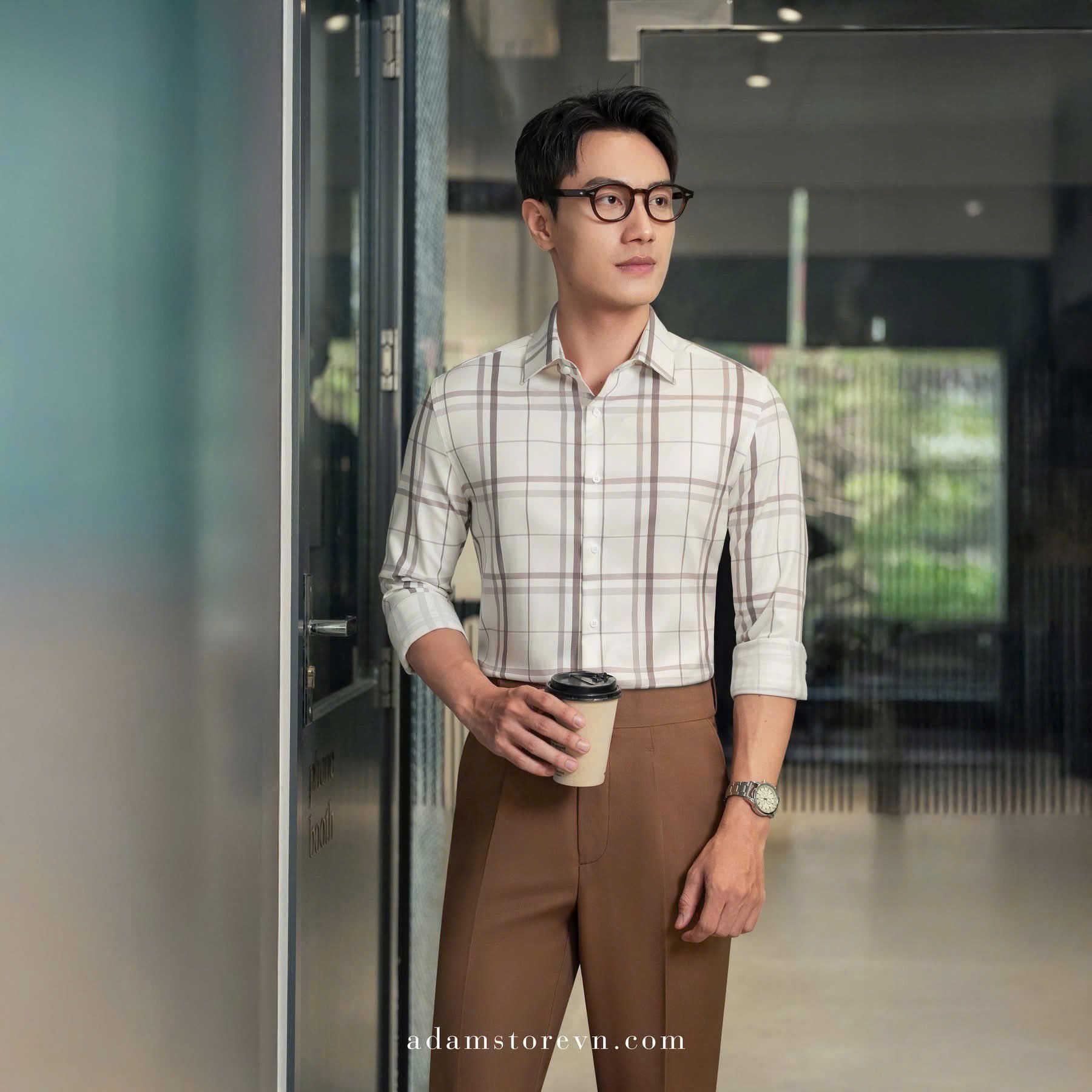  Sơ mi trắng kẻ nâu SMC185 (48-56) - 50 