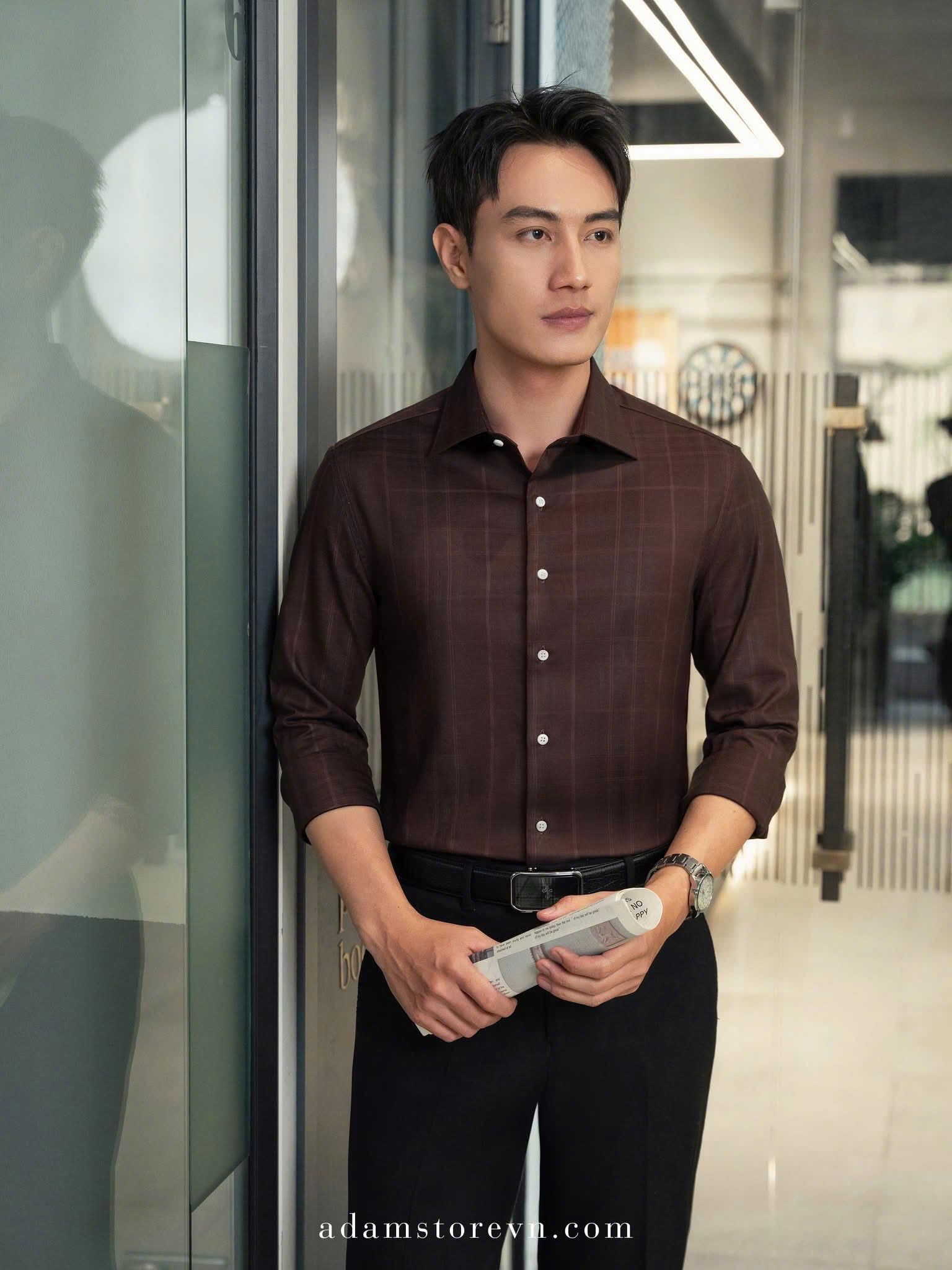  Sơ mi nâu kẻ vuông SMC188 (48-56) - 50 