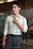  ÁO SƠ MI TAY DÀI / MÀU TRẮNG, HỌA TIẾT KẺ XÁM GHI - SMC190 