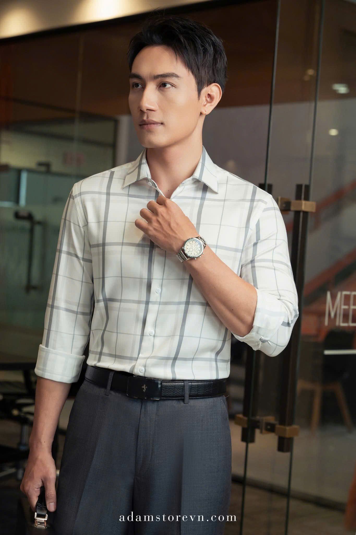  Sơ mi trắng kẻ ghi SMC190 (48-56) - 50 