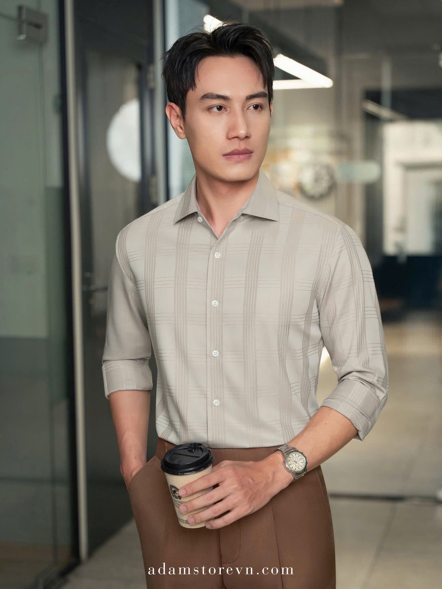  Sơ mi be kẻ vuông - SMC194 - 50 