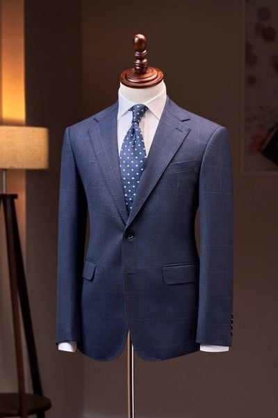  ÁO VEST XANH KẺ VUÔNG, CỔ VE KHUYẾT, 1 HÀNG KHUY - TUXEDO TXV339 