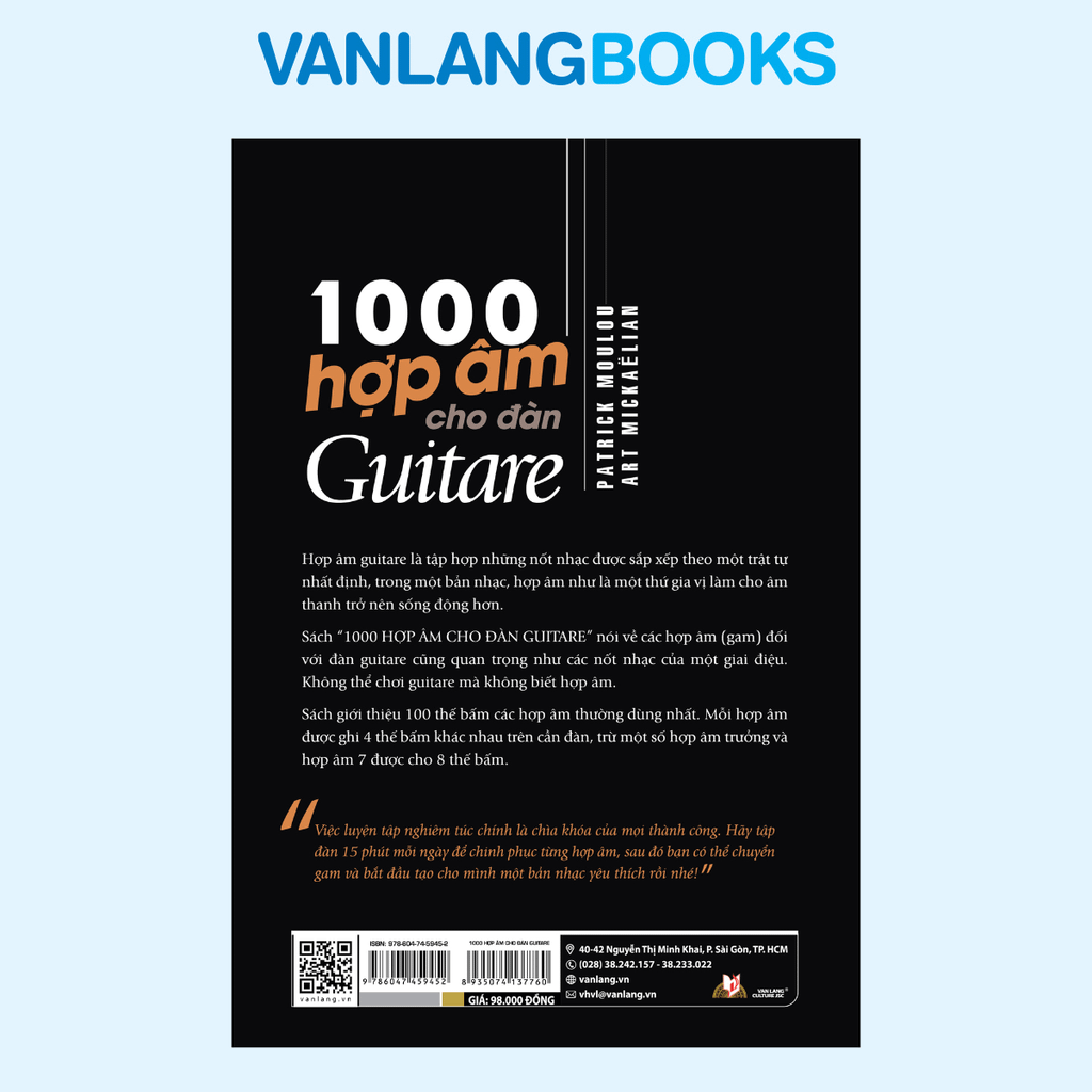 1000 Hợp Âm Cho Đàn Guitare (Tái Bản 2025) - Vanlangbooks