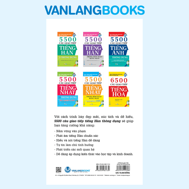 5500 Câu Giao Tiếp Tiếng Hàn Thông Dụng (Tái Bản 2021) - Vanlangbooks