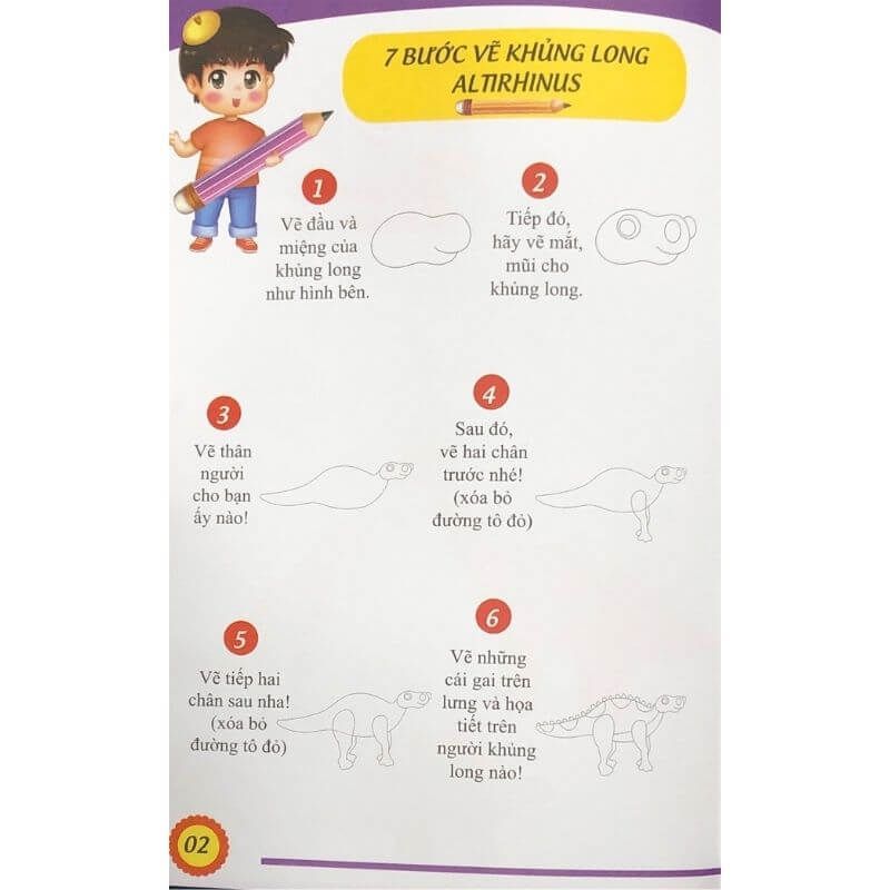 How To Draw - 7 Bước Vẽ Khủng Long - Tập 2 - Vanlangbooks