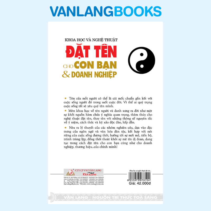 Đặt Tên Cho Con Bạn Và Doanh Nghiệp - Vanlangbooks