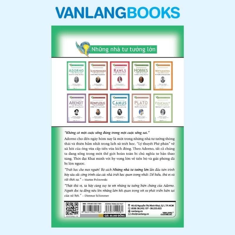 Những Nhà Tư Tưởng Lớn: Adorno Trong 60 Phút - Vanlangbooks