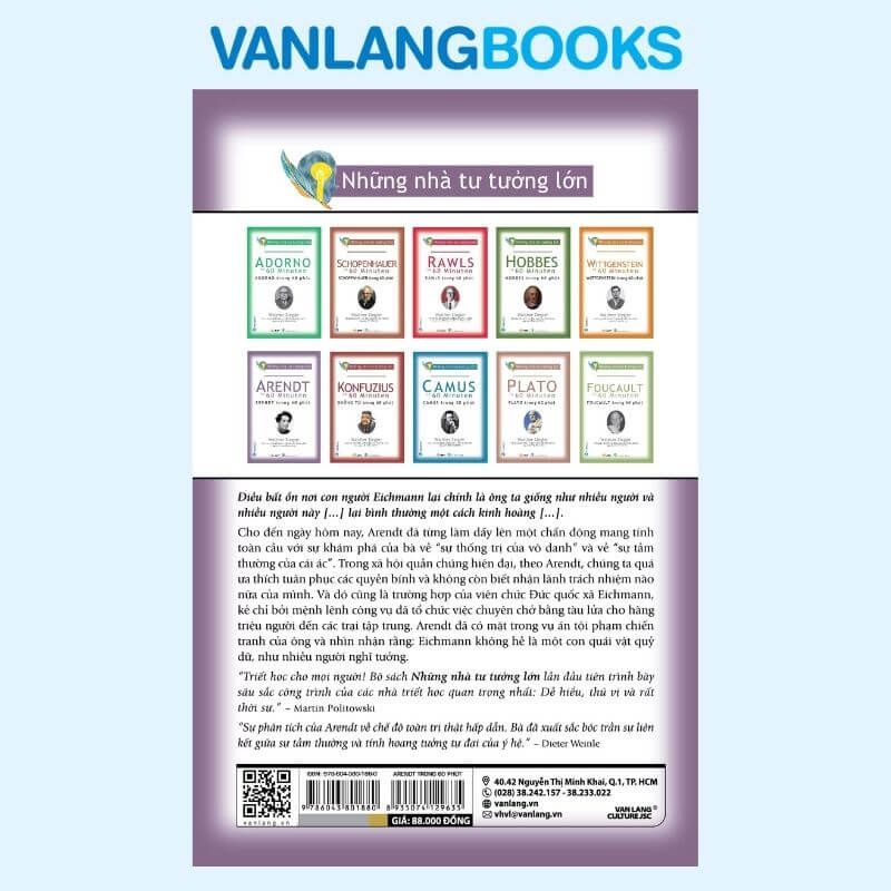Những Nhà Tư Tưởng Lớn: Arendt Trong 60 Phút - Vanlangbooks