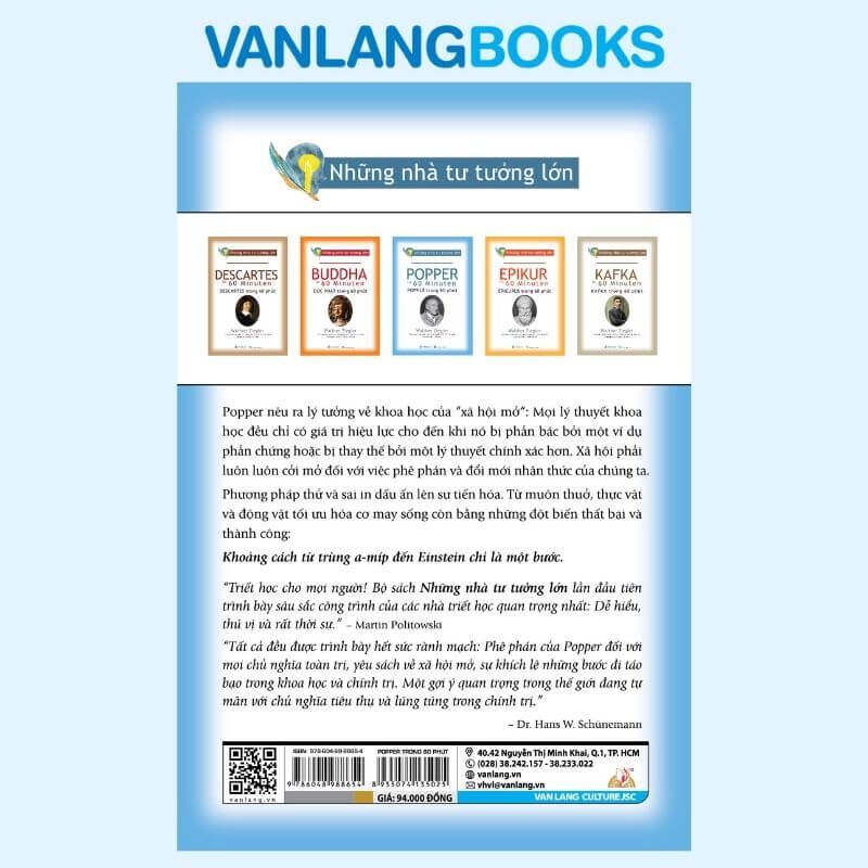 Những Nhà Tư Tưởng Lớn - Popper Trong 60 Phút - Vanlangbooks