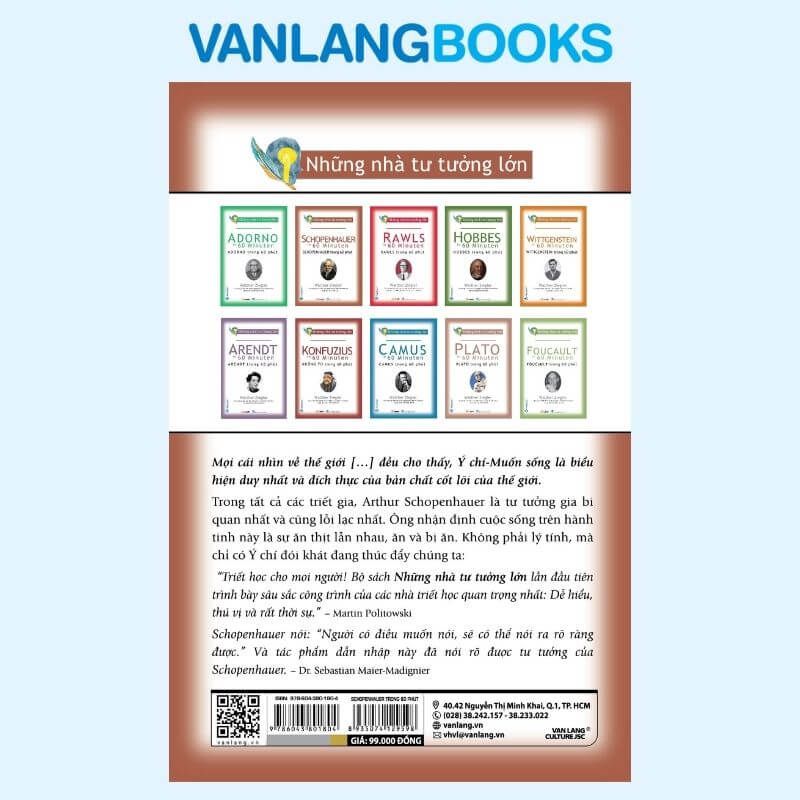 Những Nhà Tư Tưởng Lớn: Schopenhauer Trong 60 Phút - Vanlangbooks