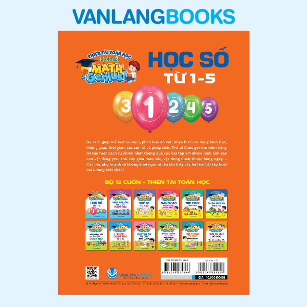Thiên Tài Toán Học (3 - 4 Tuổi) - Học Số Từ 1-5 - Vanlangbooks