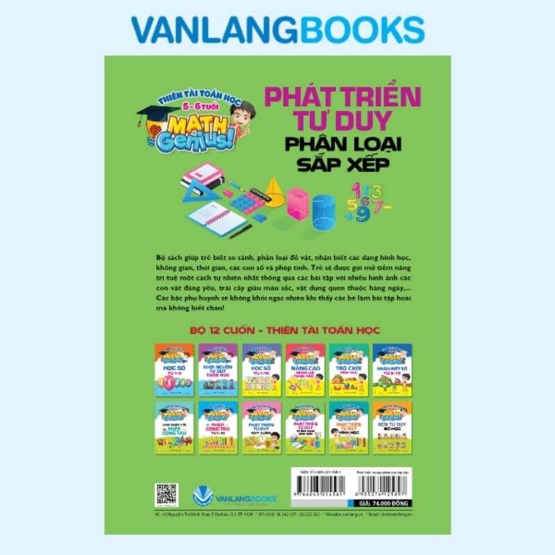 Thiên Tài Toán Học (5 - 6 Tuổi) - Phát Triển Tư Duy Phân Loại Sắp Xếp - Vanlangbooks